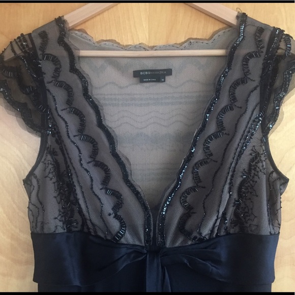 SOLD BCBG beaded black cocktail dress - Picture 3 of 7